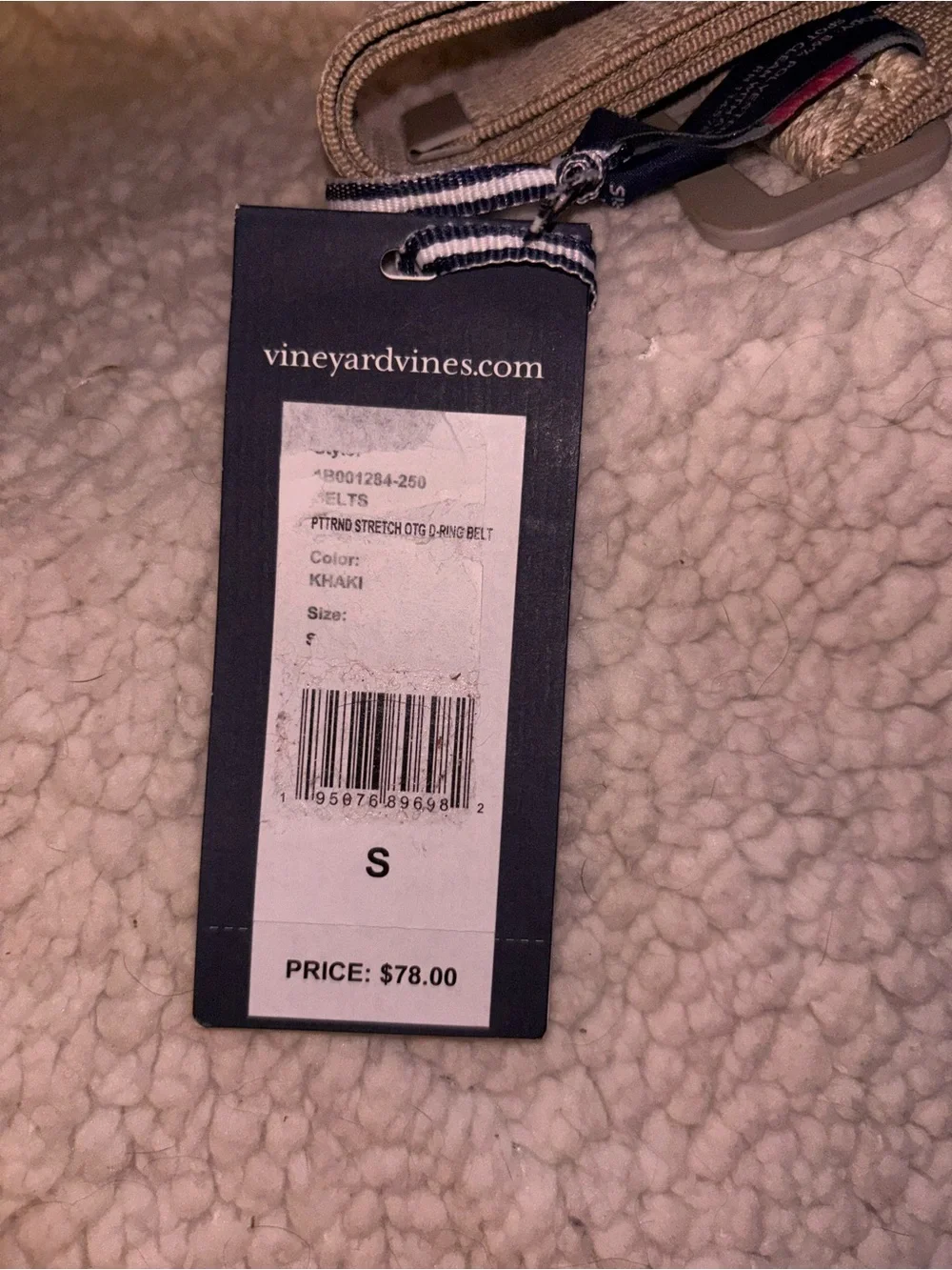 NWT Vineyard Vines Performance Stretch Belt Khaki Size Small MSRP $78
